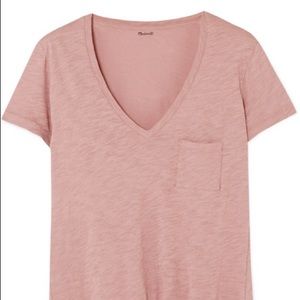 Madewell Blush Whisper Cotton V-neck Pocket Tee